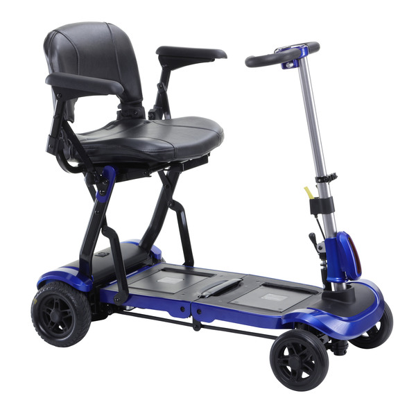 Drive Medical ZooMe Flex Ultra Compact Folding Travel 4 Wheel Scooter, Blue flex